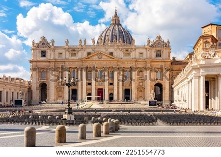 St. Peter's basilica in Vatican, center of Rome, Italy (translation 'In honor of prince of Apostles; Paul V Borghese, Pope, in year 1612 and 7th year of his pontificate) [[stock_photo]] © 