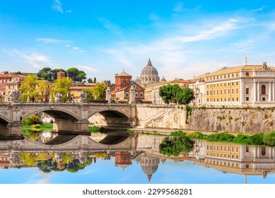 St Peter's Cathedral behind the Aelian Bridge, Rome, Italy.. - Powered by Shutterstock