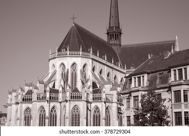 St Peters Church; Leuven; Belgium In Black And White Sepia Tone