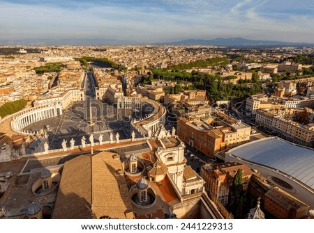 St. Peter's square and panorama of Rome from top of St. Peter's basilica, Vatican