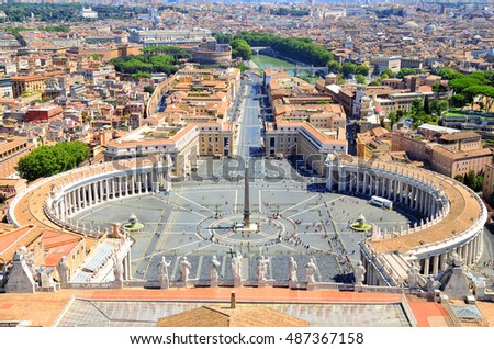 St. Peter's Square, Piazza San Pietro in Vatican City. Italy. View from St. Peter's Basilica dome [[stock_photo]] © 