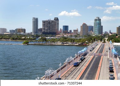 St. Petersburg, Florida Cityscape As Seen From The Pier.