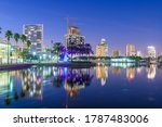 St. Petersburg, Florida, USA downtown city skyline at twilight on the bay. 