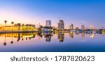 St. Petersburg, Florida, USA downtown city skyline at twilight on the bay. 