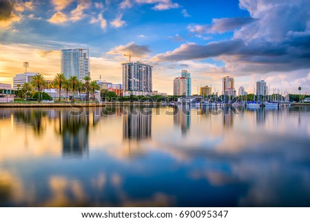 St. Petersburg, Florida, USA downtown city skyline on the bay.