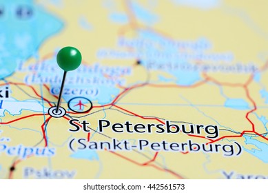 St Petersburg Pinned On A Map Of Russia
