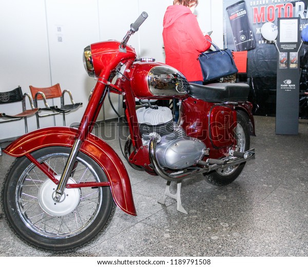 St. Petersburg, Russia\
- 14 April, 2018.\
Czech retro motorcycle Java.\
International\
automobile exhibition in the sports and concert complex of St.\
Petersburg.