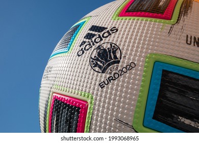 St Petersburg, Russia - 18 June 2021, Adidas Uniforia - Official Match Ball Euro 2020