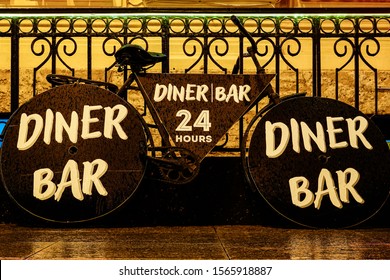 St Petersburg, Russia A 24 Hour Diner And Bar Sign