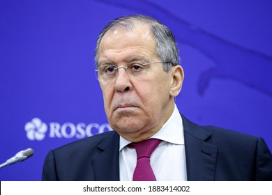 St. Petersburg, Russia - April 8, 2019, Expoforum, Arctic Forum, Sergey Lavrov, Minister Of Foreign Affairs Of The Russian Federation