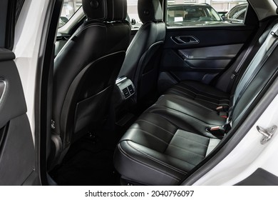 St Petersburg, Russia - August 28, 2021: Land Rover Range Rover Velar I Rear Seats