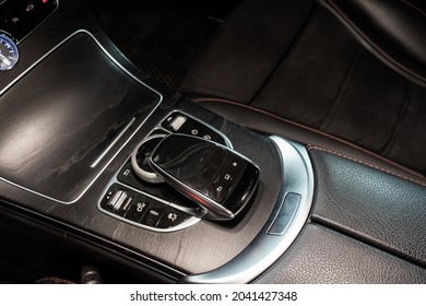 St Petersburg, Russia - August 28, 2021: Mercedes-Benz C-Class AMG 450 AMG IV W205 Central Console