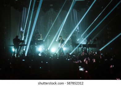 ST. PETERSBURG, RUSSIA — DECEMBER 11, 2013: Concert Of Woodkid (Yoann Lemoine) At The Club Cosmonavt