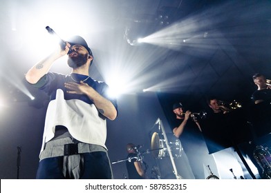 ST. PETERSBURG, RUSSIA — DECEMBER 11, 2013: Concert Of Woodkid (Yoann Lemoine) At The Club Cosmonavt