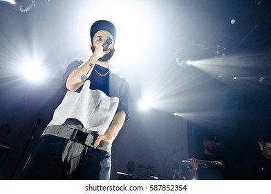 ST. PETERSBURG, RUSSIA — DECEMBER 11, 2013: Concert Of Woodkid (Yoann Lemoine) At The Club Cosmonavt