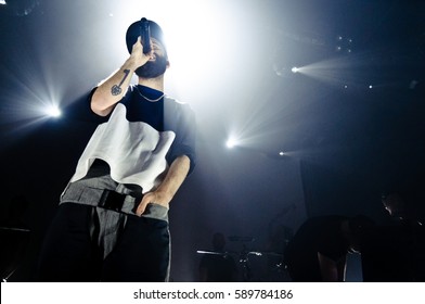 ST. PETERSBURG, RUSSIA - DECEMBER 11, 2013:  Yoann Lemoine (the Stage Name Woodkid) Performing At The Club Cosmonavt 