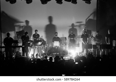 ST. PETERSBURG, RUSSIA - DECEMBER 11, 2013:  Yoann Lemoine (the Stage Name Woodkid) Performing At The Club Cosmonavt 