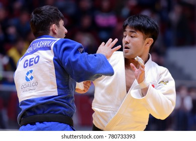 ST. PETERSBURG, RUSSIA - DECEMBER 16, 2017: Final Fight Soichi Hashimoto, Japan (white) Vs Lasha Shavdatuashvili, Georgia During Judo World Masters Tour. Hashimoto Won Gold Medal