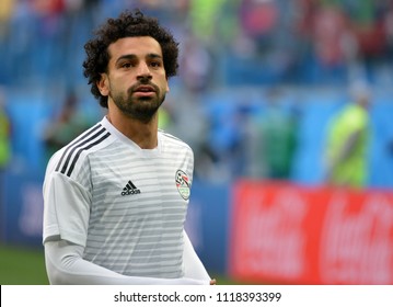 St Petersburg, Russia - June 19, 2018. Egyptian Star Mohamed Salah Before World Cup 2018 Match Russia Vs Egypt.