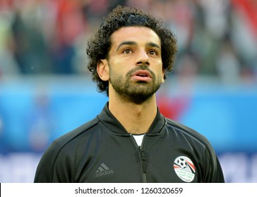 St Petersburg, Russia - June 19, 2018. Egypt Football Star Mohamed Salah Before World Cup 2018 Match Russia Vs Egypt. 