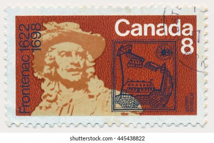 ST. PETERSBURG, RUSSIA - JUNE 29, 2016: A Postmark Printed In CANADA, Shows Portrait Of Louis De Buade, Count Of Frontenac And Palluau (1622-1698), As Governor Of New France, Circa 1972