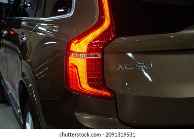 St Petersburg, Russia - November 1, 2021: Volvo XC90 II close view, taillight on