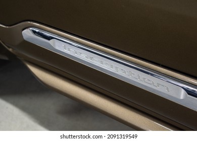 St Petersburg, Russia - November 1, 2021: Volvo XC90 II Car Fender, Badge, Emblem