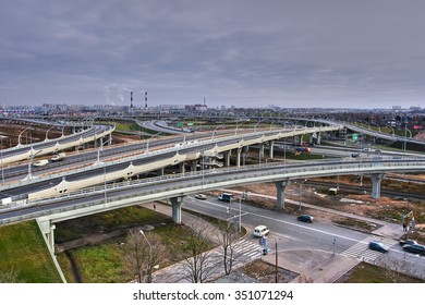 St. Petersburg, Russia - November 2, 2009: top view of the transport interchange ring road.