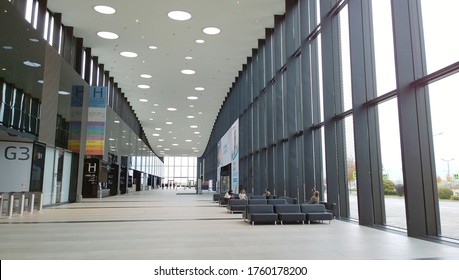 St. Petersburg, Russia - October, 2019: Empty Expo And Convention Centre. Business Venue For International Exhibition, Conference, Forum. Modern Interior Design. Economics, Finance Concept. Nobody.
