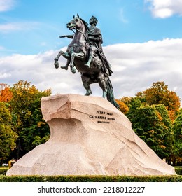 St. Petersburg, Russia - October 2022: Monument To Peter The Great (First) On Senate Square