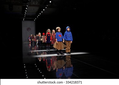 ST. PETERSBURG, RUSSIA - OCTOBER 27, 2015: Children collection of young designers at the fashion show during Mercedes-Benz Fashion Day St. Petersburg, one of the city's most popular fashion events