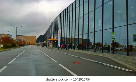 St. Petersburg, Russia - October 9, 2019: Road And Building Of New Expo And Convention Center Expoforum - Venue For Holding Business, International Exhibition, Conference, Forum. Glass Exterior Walls.