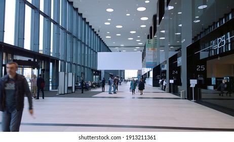 St. Petersburg, Russia - September 2019: New Exhibition, Convention And Conference Expo Complex. Venue For International Companies For Holding Business. Management. Economic Development. Entrance Hall