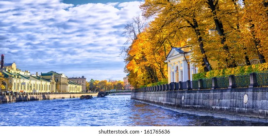 St Petersburg, Russia, Summer Garden View From Moika Channel