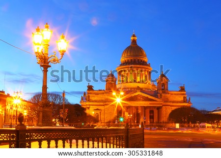 St. Petersburg. Russia.Night view.St. Isaac