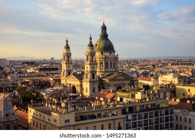 St. Stephen's Basilica in Budapest during sunset