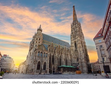 St. Stephen's cathedral on Stephansplatz square at sunrise, Vienna, Austria - Powered by Shutterstock