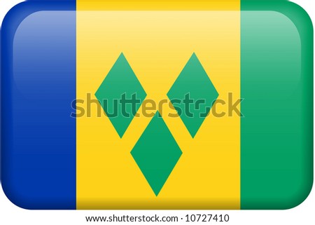 St. Vincentian flag rectangular button.  Part of set of country flags all in 2:3 proportion with accurate design and colors.