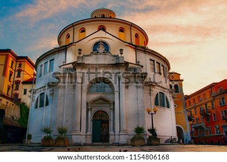 The St. Vitus Cathedral is a Roman Catholic cathedral in Rijeka, Croatia. Sunrise time.