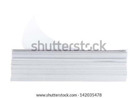 Stack of a4 size white paper sheet isolated over white background