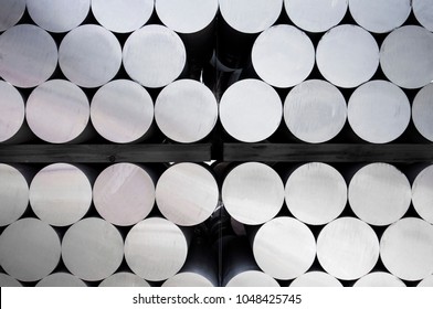 Stack Of Aluminium Bar In Aluminum Profiles Factory