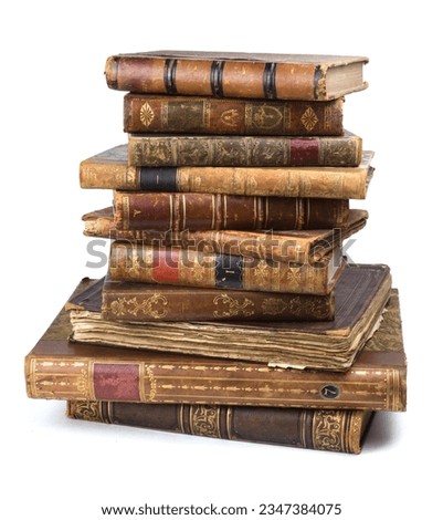Stack of antique aged books. Old books, vintage covers