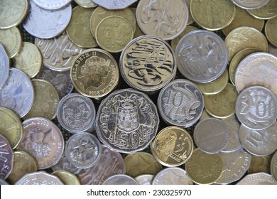 A stack of Australian coins.