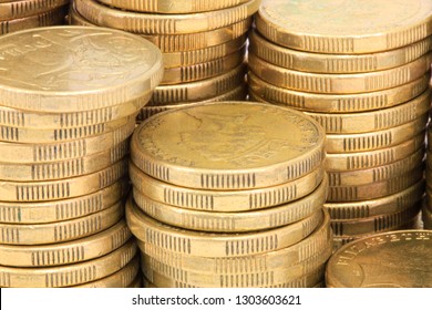 Stack Of Australian One Dollar Coins