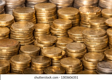 Stack Of Australian One Dollar Coins