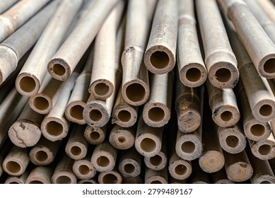 stack of bamboo sticks indistrial material