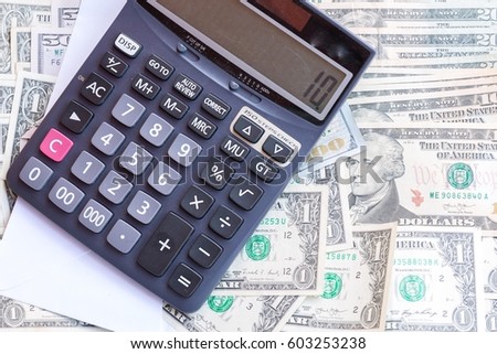 stack of banknote with caculator   concept idea for save and growth and business