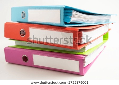 Stack of binder for business isolated on white background.