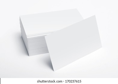 Stack Of Blank Business Cards Isolated On White Background