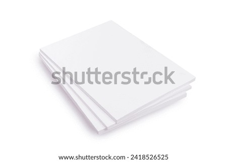 Stack of Blank magazines isolated on white background.